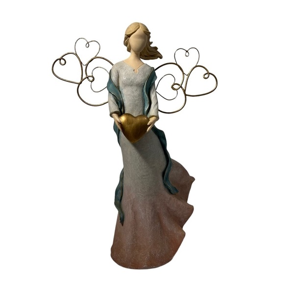 Westland Florentine Angel Holding Heart by Matthew Danko Figurine 9” Wire Wings - Picture 7 of 12